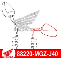 88220-MGZ-J40 : Original Honda Left Mirror CB500X CB500F CBR500R