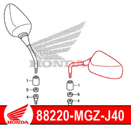 88220-MGZ-J40 : Original Honda Left Side Mirror CB500X CB500F CBR500R