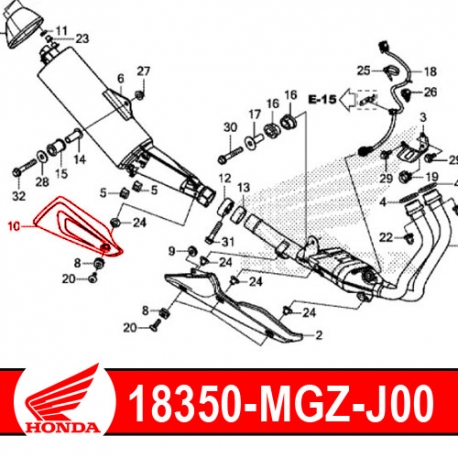 18350-MGZ-J00 : Cubreprotección de escape original CB500X CB500F CBR500R