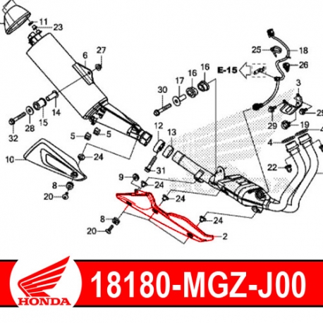 18180-MGZ-J00 : Tapa de protección del escape original CB500X CB500F CBR500R