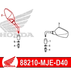 88210-MJE-D40 : OEM Right Side Mirror for Honda CB500X CB500F CBR500R