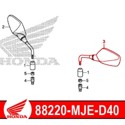 88220-MJE-D40 : Espejo retrovisor izquierdo original Honda CB500X CB500F CBR500R